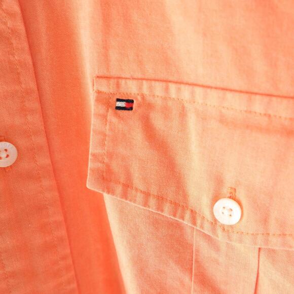 Tommy Hilfiger Shirt Mens Medium Button-Up Orange Short Sleeve - Picture 4 of 6